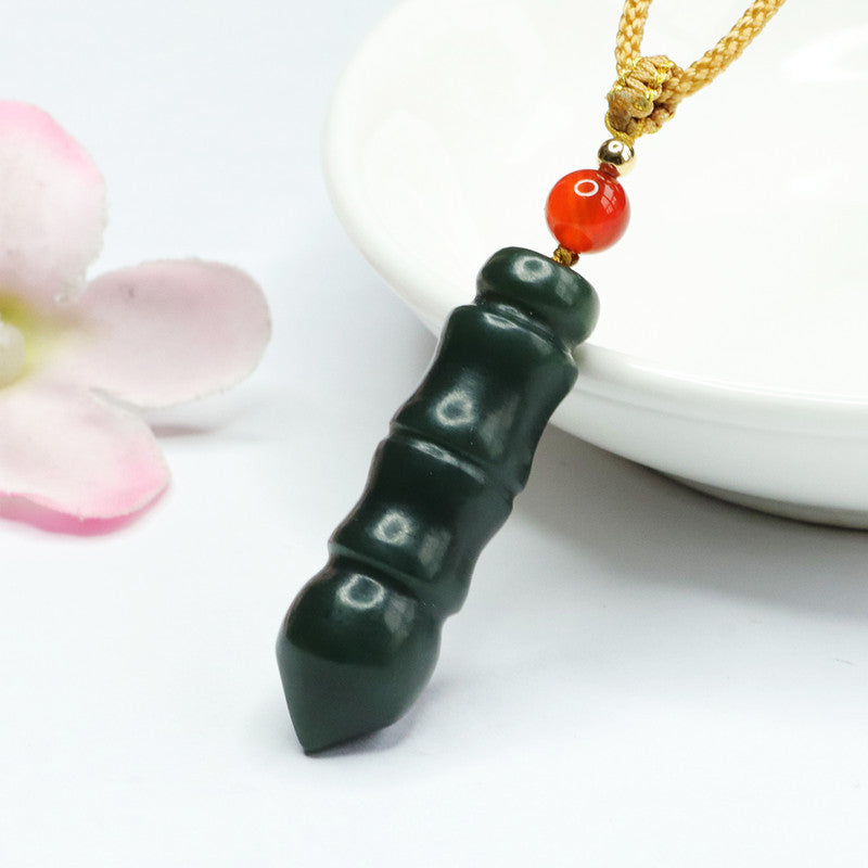 Taqing Hetian Jade Calligraphy Brush Pendant