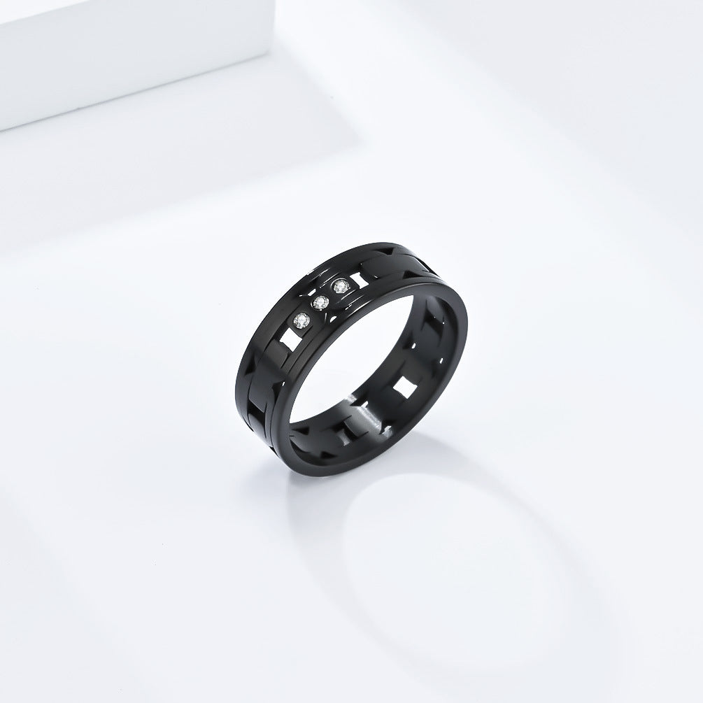 New Laser Cut Titanium Steel Ring for Men and Women