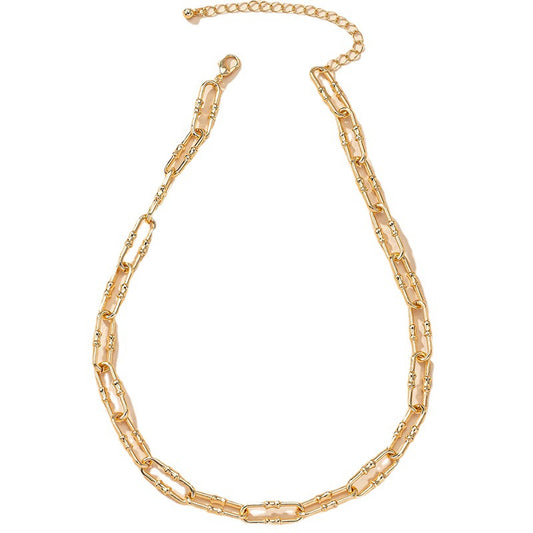 Bamboo Necklace with Personalized Bead Buckle and Punk Collarbone Chain