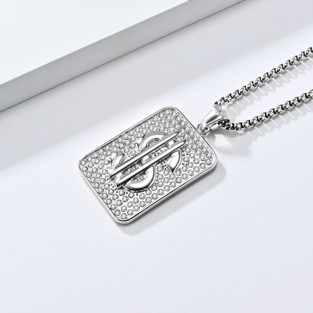 European and American Hip Hop Titanium Steel Gold Pendant Necklace