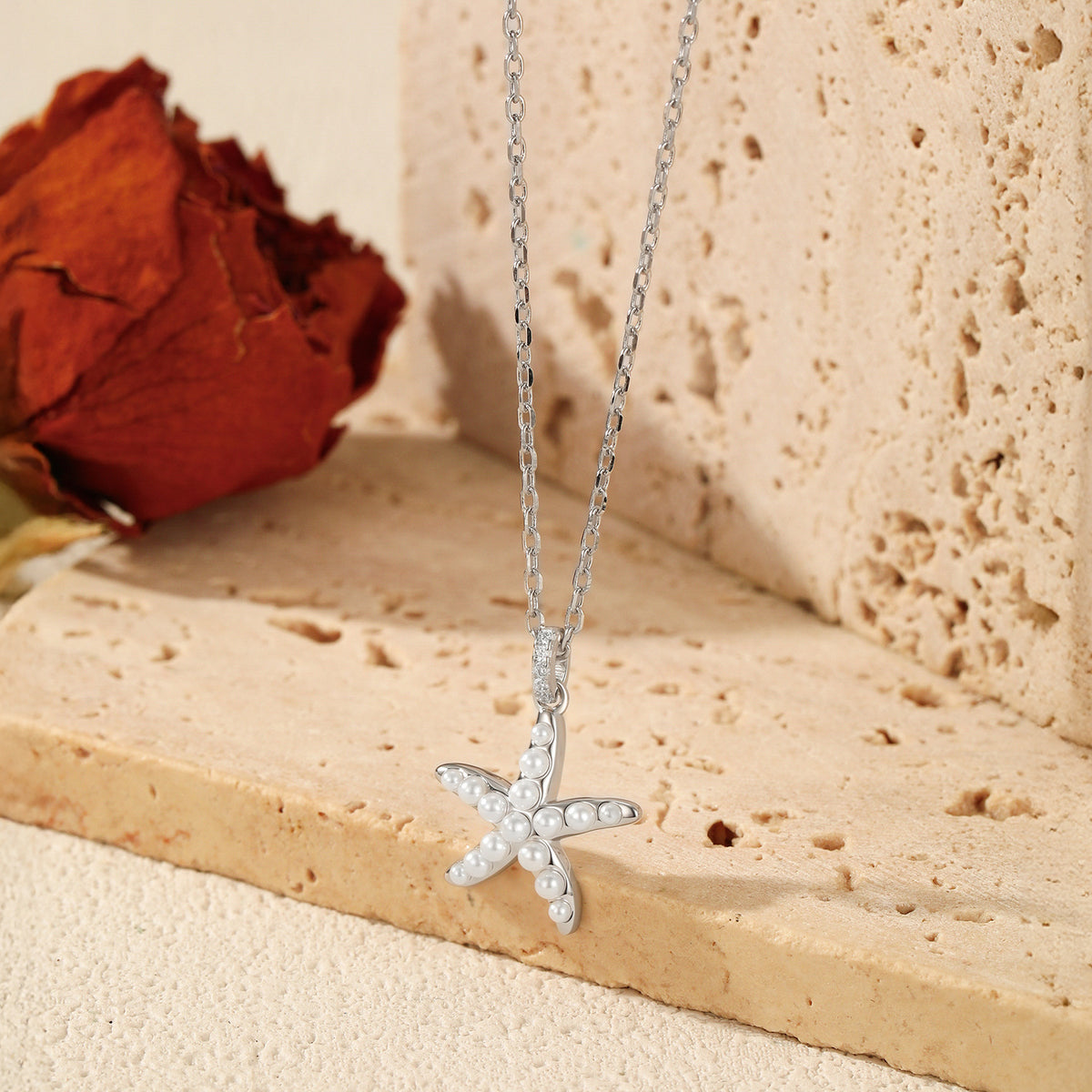 925 Sterling Silver Starfish Pearl Necklace