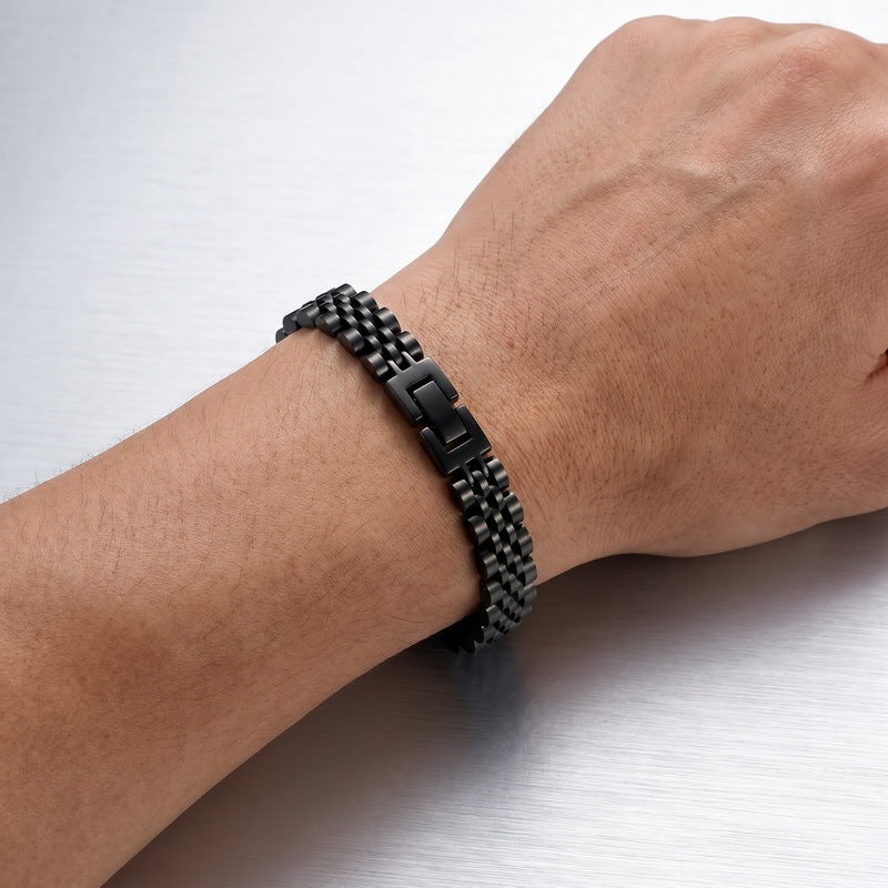 Japan & Korea Business Watch Chain Five Baht Strap Chain Stainless Steel Unisex Bracelet