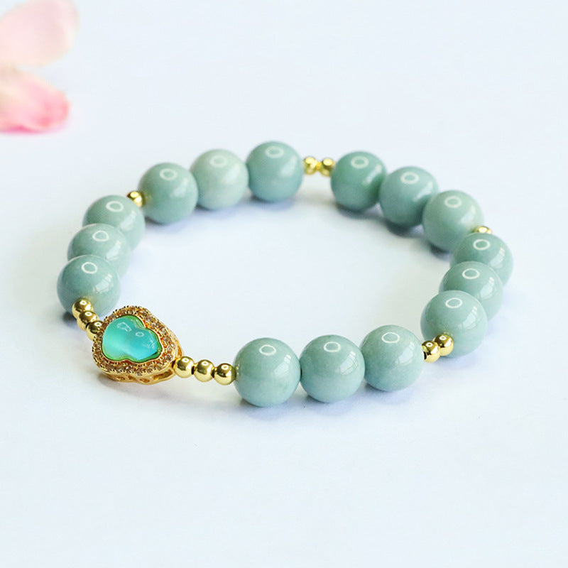 Blue Water Jadeite Gourd Beaded Bracelet