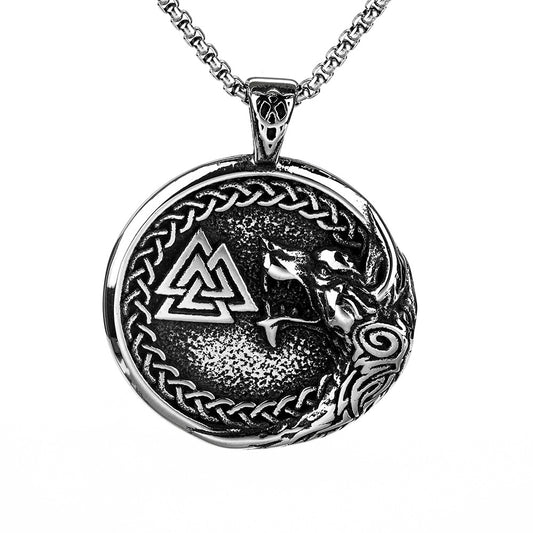 Nordic Retro Stainless Steel Men's Pendant Viking Triangle Necklace