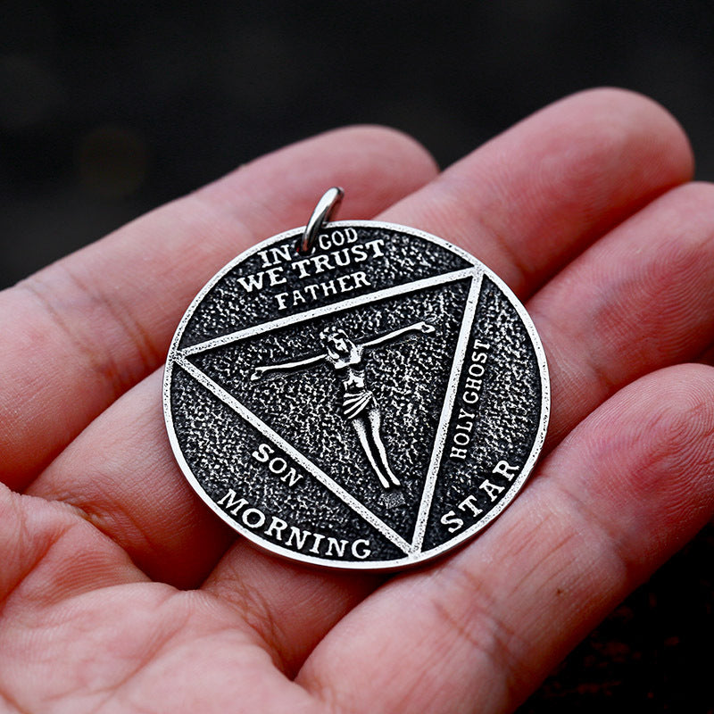 Men's Stainless Steel Pentagram Pendant - Cross-Border Lucifer Satan Jewelry in Titanium Steel