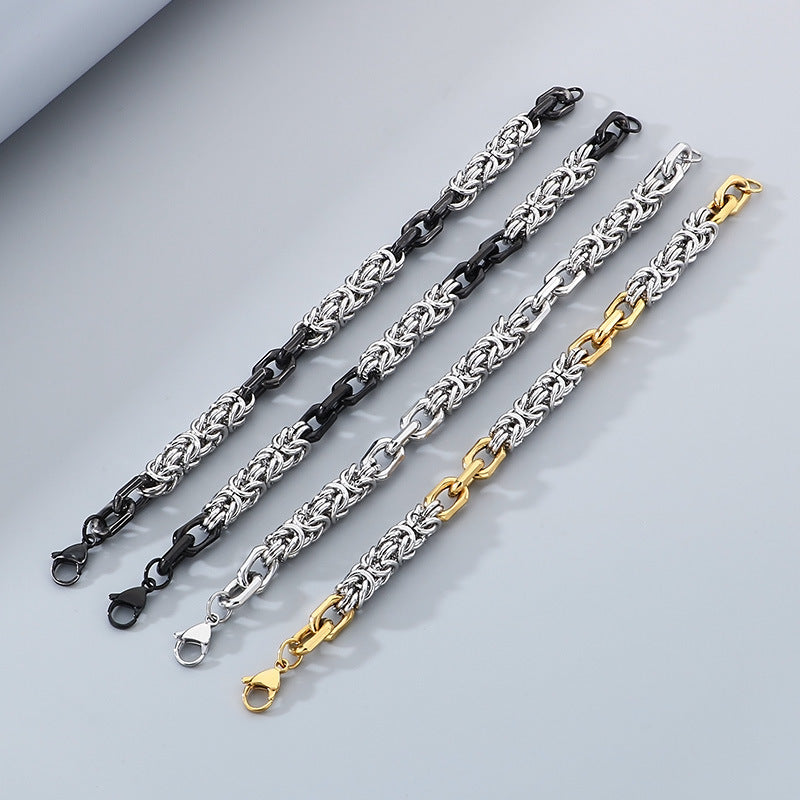 Hip-Hop Street Atmosphere Minimalist Hand-Spliced Bracelet Stainless Steel Men's