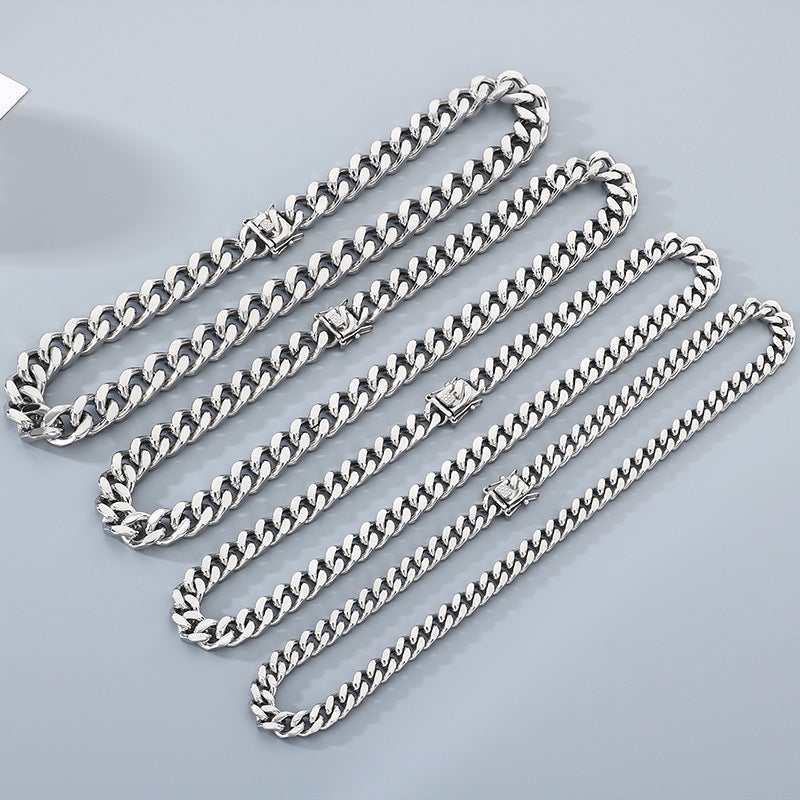 Planderful Titanium Dragon Beard Cuban Chain Necklace Men