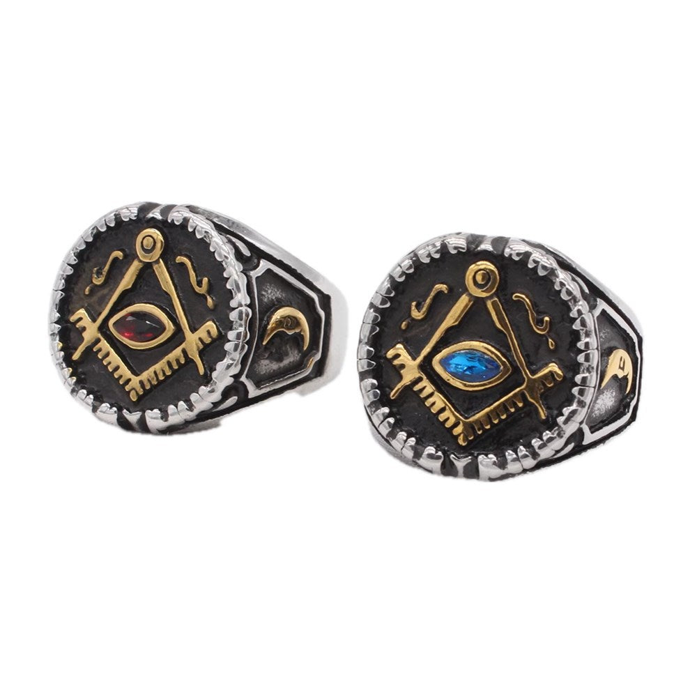 Planderful Everyday Genie – European and American Personalized Retro Freemasonry Men's Titanium Steel Ring