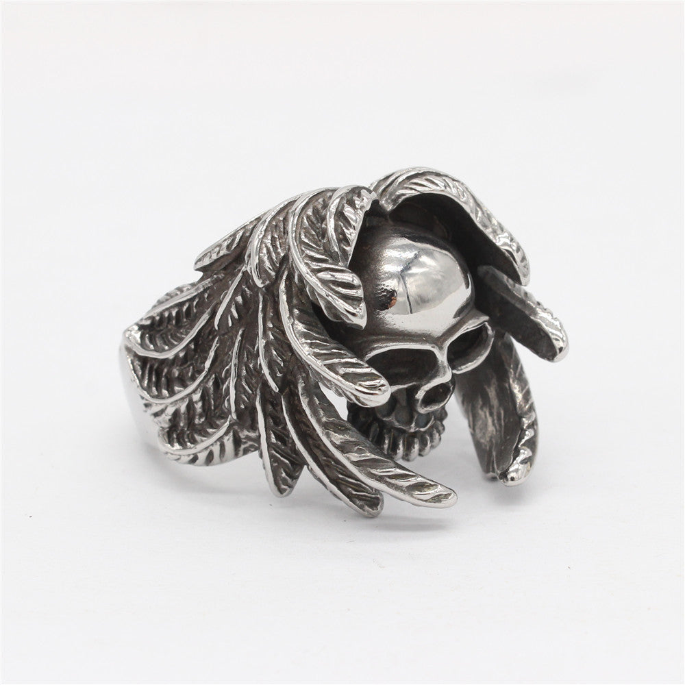 Winged Skull Titanium Steel Ring
