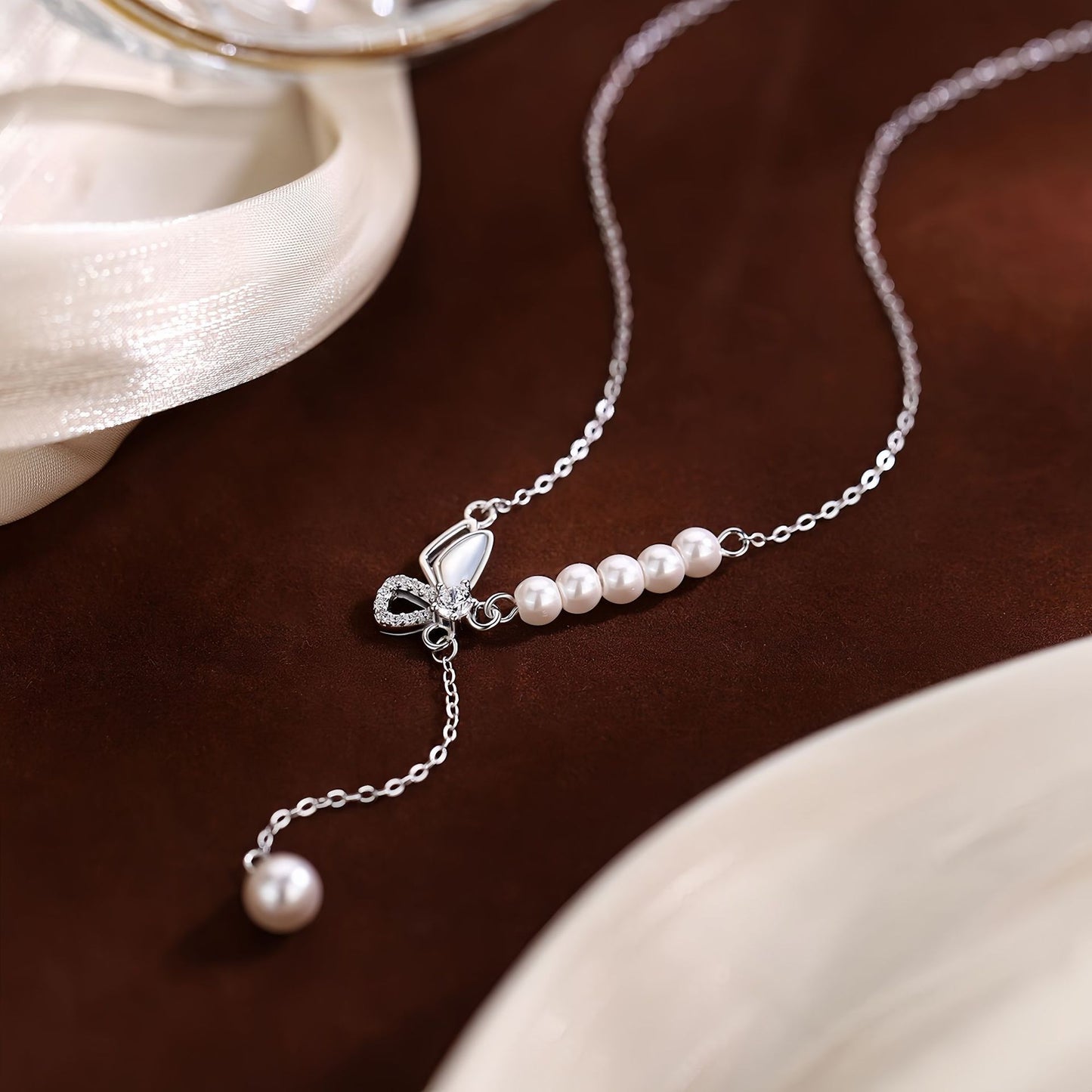 Planderful Sterling Silver Butterfly Tassel Necklace For Women Light Luxury Collarbone Chain