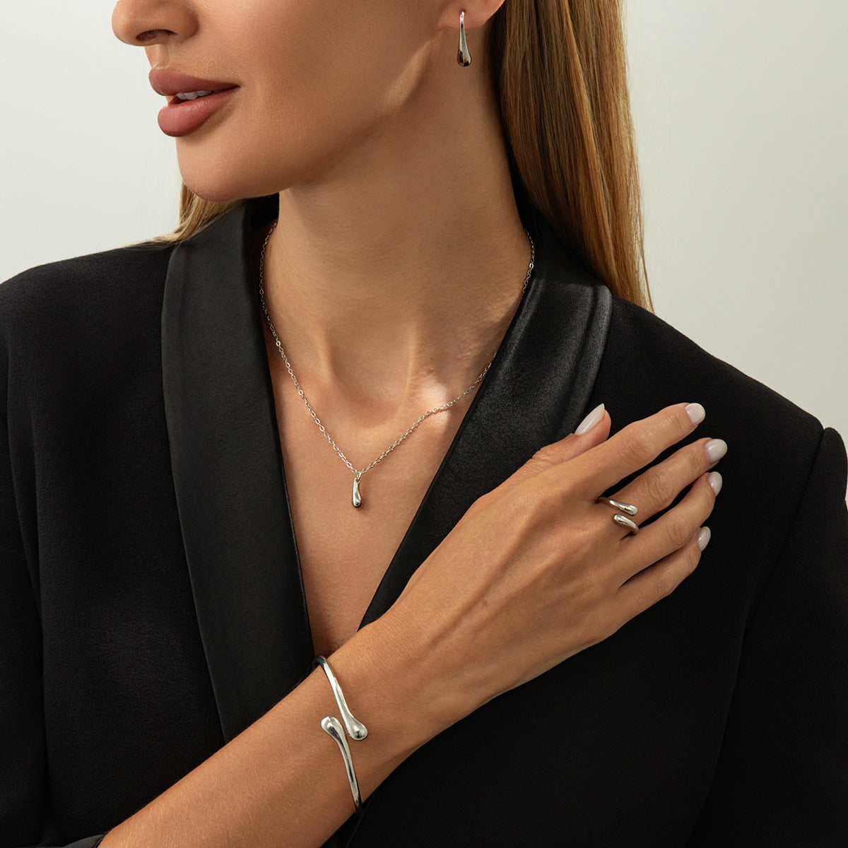 Teardrop Necklace, Bracelet, Earrings & Ring Set