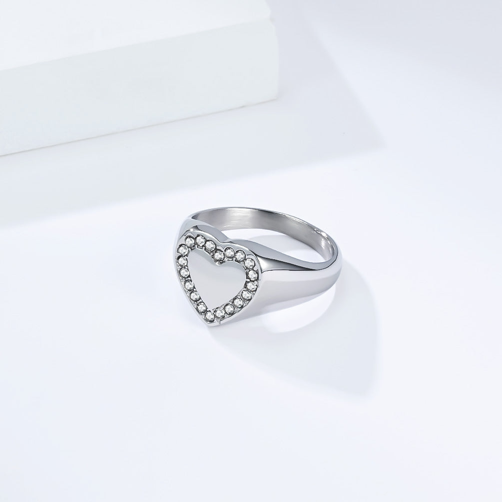 Planderful Zircon Ring Everyday Genie Stainless Steel 18K Gold Plated For Women Bold Statement Jewelry
