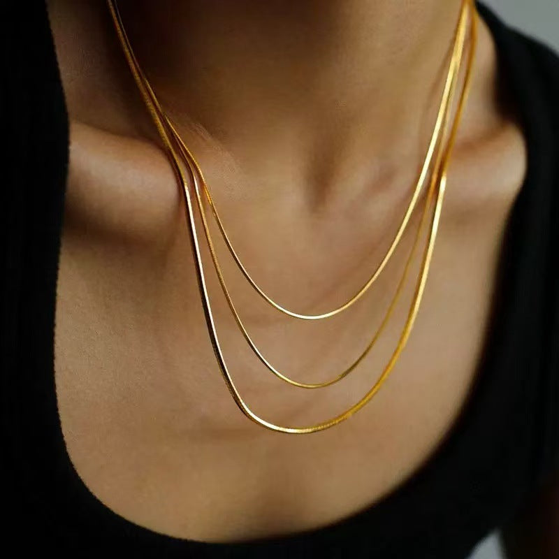 Planderful Jewelry Steel Necklace Octagonal Snake Chain