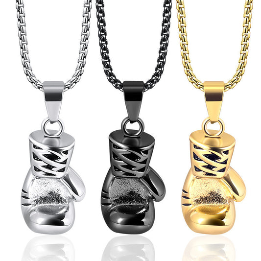 Planderful Boxing Glove Necklace Unisex Stainless Steel Pendant Bold Vintage Gift For Him And Her