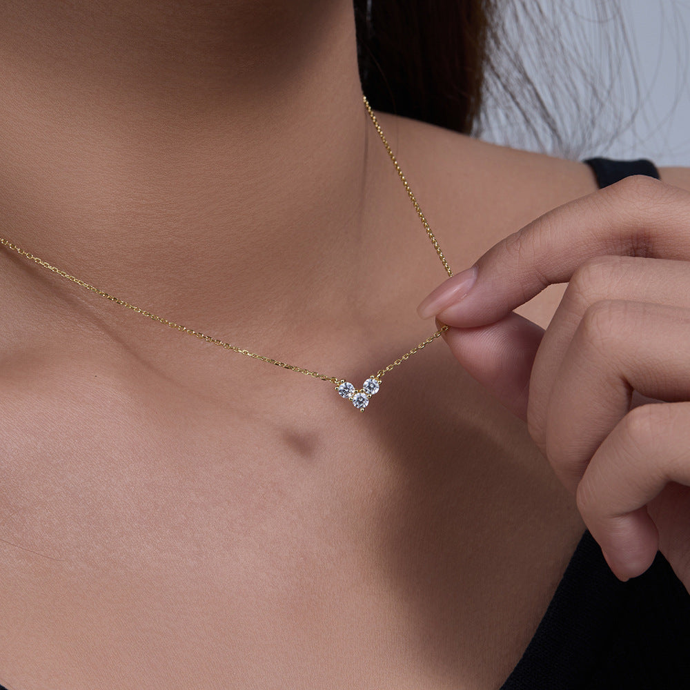 S925 Sterling Silver Mini Zircon Love Necklace for Women