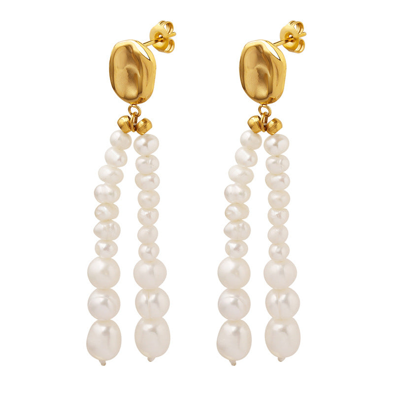 Baroque Freshwater Pearl Fringe Earrings with a Retro Twist