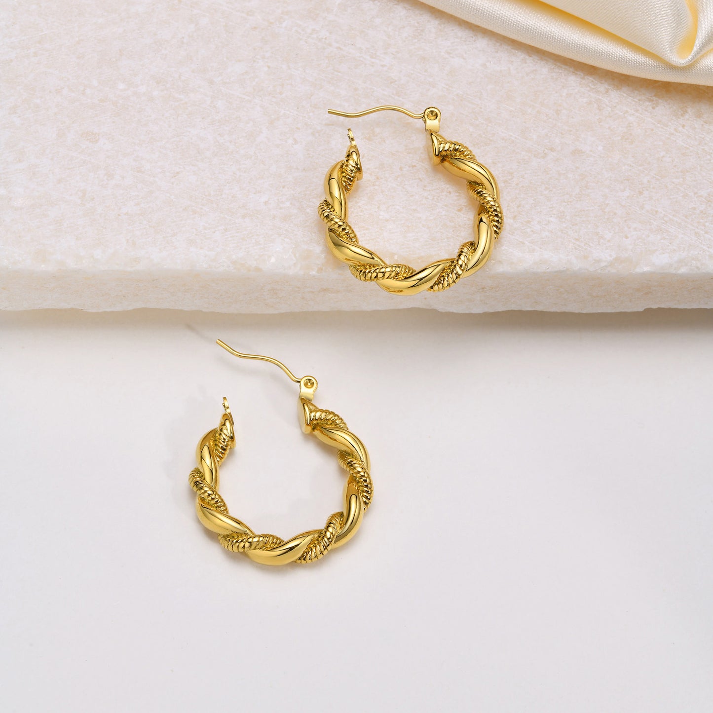 Stainless Steel Women's Twist Earrings Gold European American