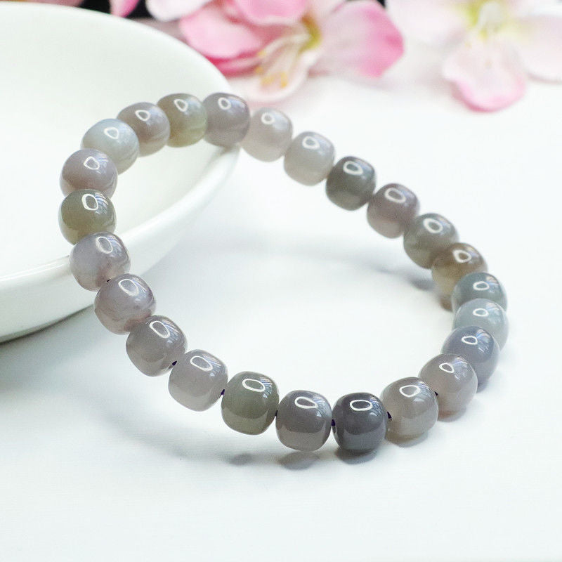 Smoke-Purple Hetian Jade Vintage Bead Bracelet