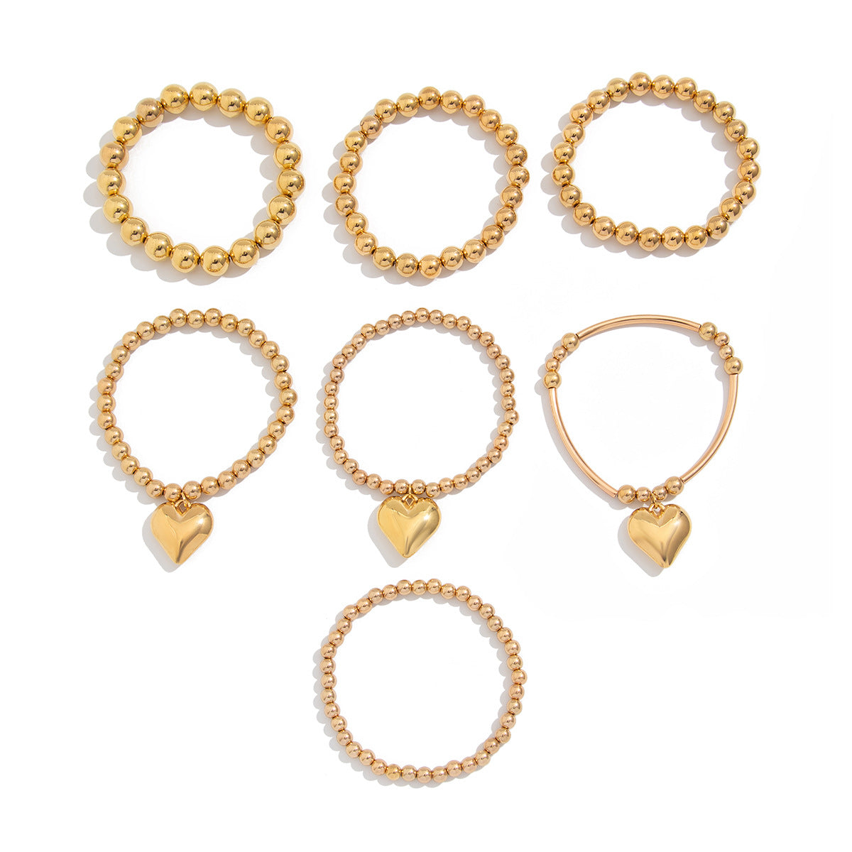 Planderful Vienna Verve Beaded Love Pendant Bracelet For Women European American Stacked Metal Statement