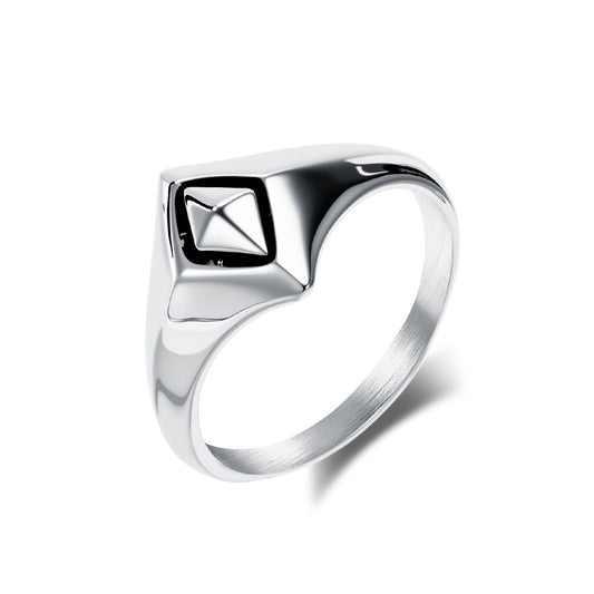 Geometric Rhombus Ring Titanium Steel For Women Planderful Everyday Genie Chic Neutral Style