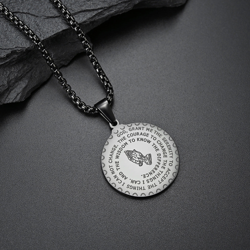 Steel Necklace - Statement Prayer Hand