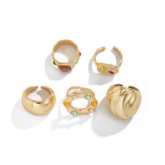 Planderful Vienna Verve Jewelry Set – Retro Exaggerated Design with Adjustable Ring