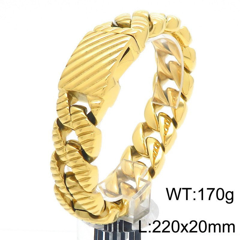 Planderful Titanium Steel Bracelet Unisex Cuban Chain Bold