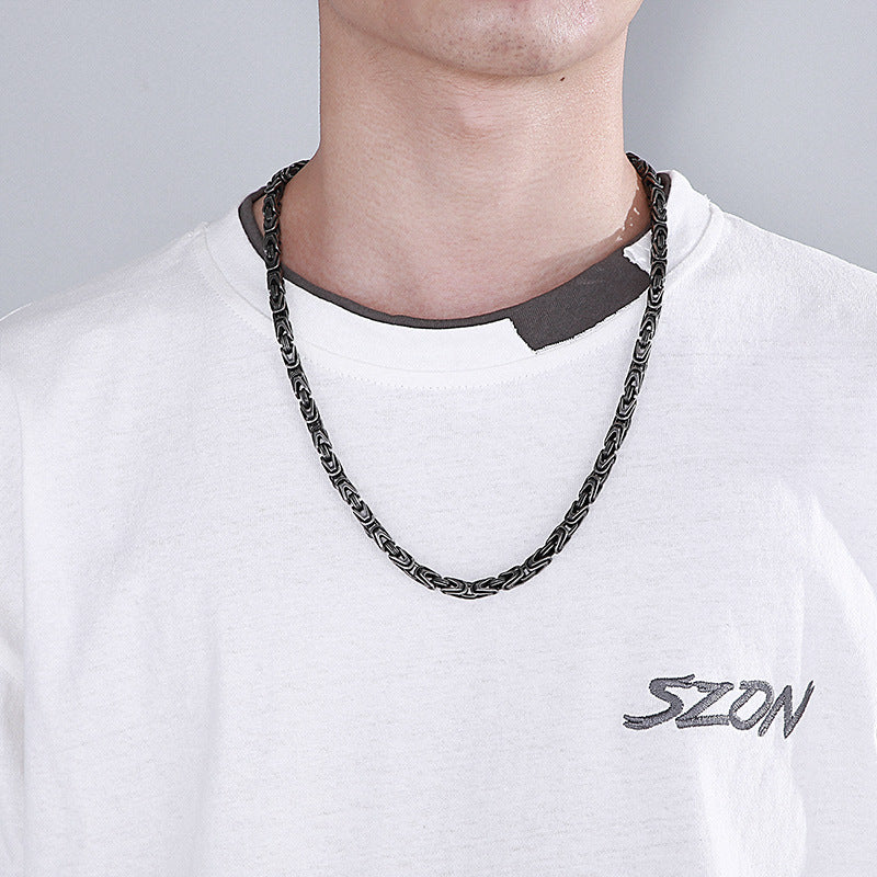 Rock Hip-Hop Emperor Chain, Street V-Shaped Woven Men's Titanium Steel Necklace Bracelet