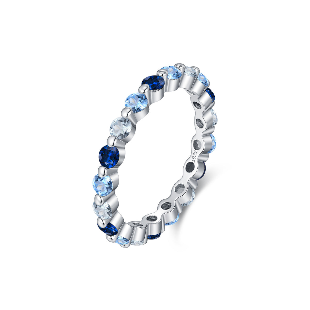 925 Sterling Silver Gradient Blue Zircon Band
