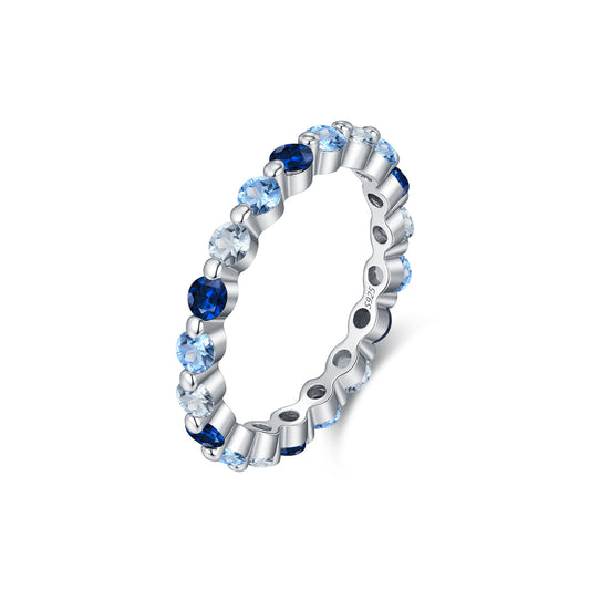 925 Sterling Silver Gradient Blue Zircon Band