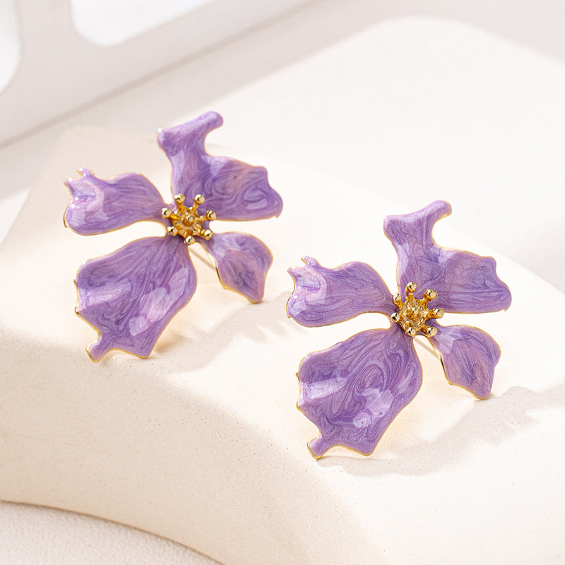 Planderful Vienna Verve Earrings – Retro Exaggerated Pink Flower Design