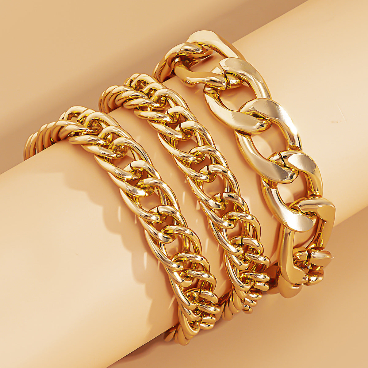 Planderful Vienna Verve Double Woven Punk Chain Bracelet For Women Statement Metal Jewelry