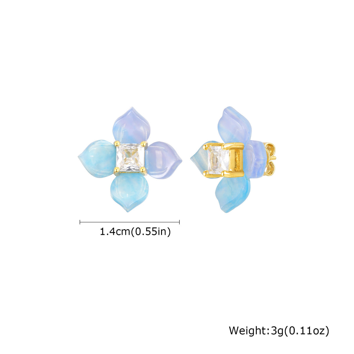 Stainless Steel Zircon Floral Earrings