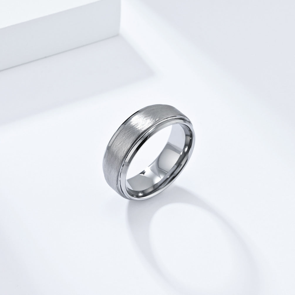 Cross-Border Amazon Matte Brushed Tungsten Steel Ring for Men