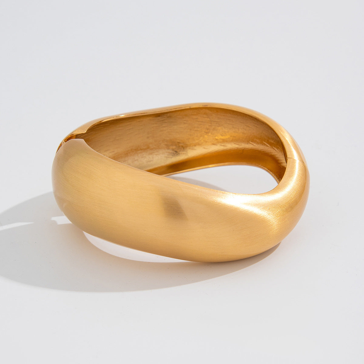 Planderful Vienna Verve Irregular Metal Bracelet For Edgy Punk Fashion Lovers Matte Wide Cuff With Spring Buckle