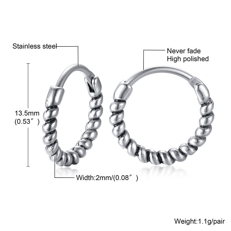 Vintage Textured Single Hoop Earring — Four Designs