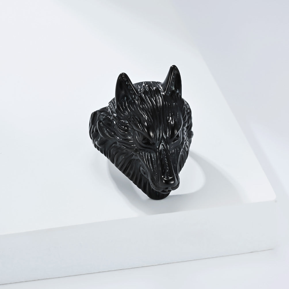 Planderful Viking Wolf Ring For Men Steel Band Bold Domineering Style For Everyday Wear