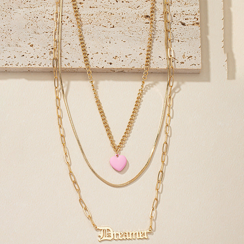 Dreamy Pink Love Layered Necklace - Summer Jewelry Piece
