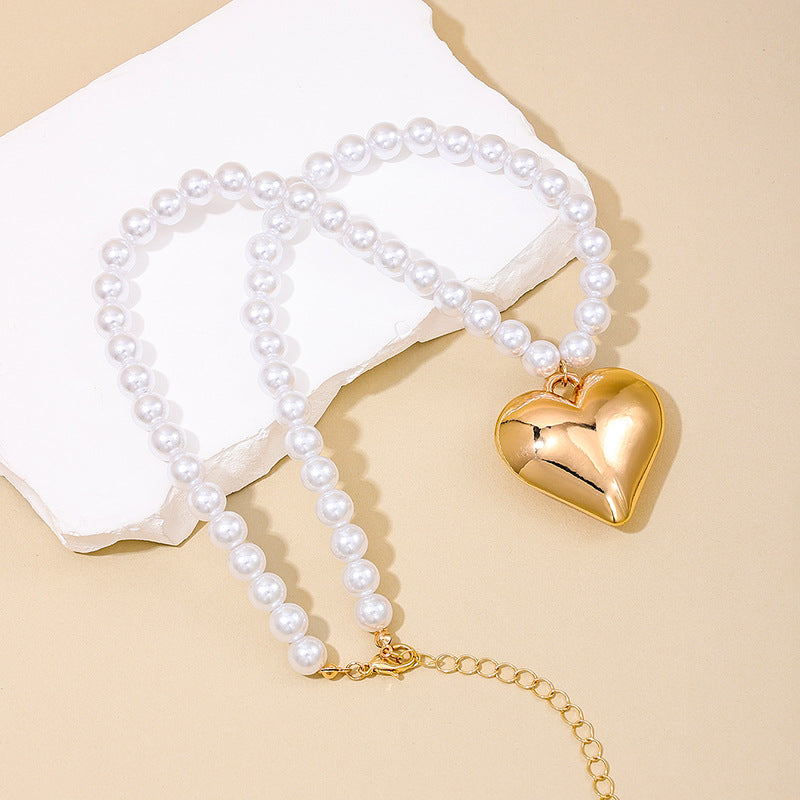 European and American Fusion Hip-Hop Necklace with Pearl Embellishments