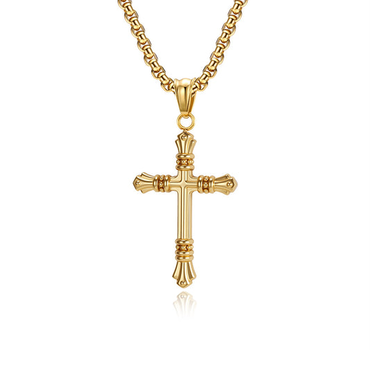 Planderful Titanium Cross Necklace for Men Retro Punk Style