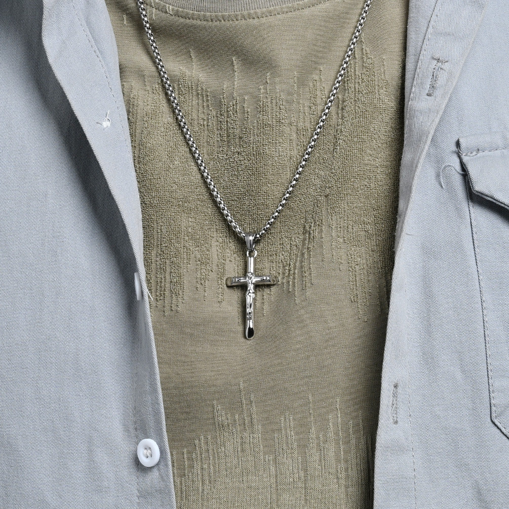 Planderful Titanium Steel Cross Necklace For Men Personalized Hip Hop Pendant Everyday Genie