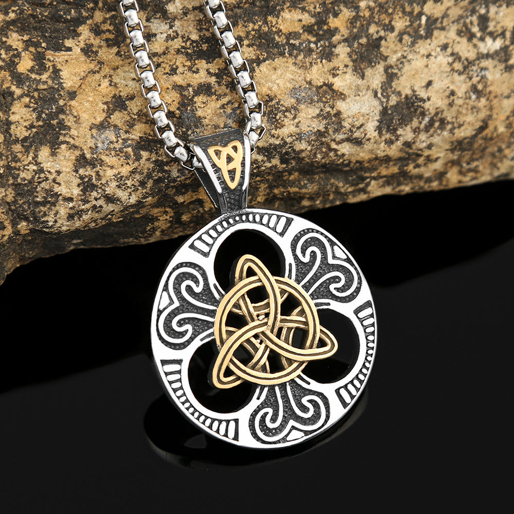 Foreign Trade Explosion Stainless Steel Irish Knot Pendant Necklace for Men