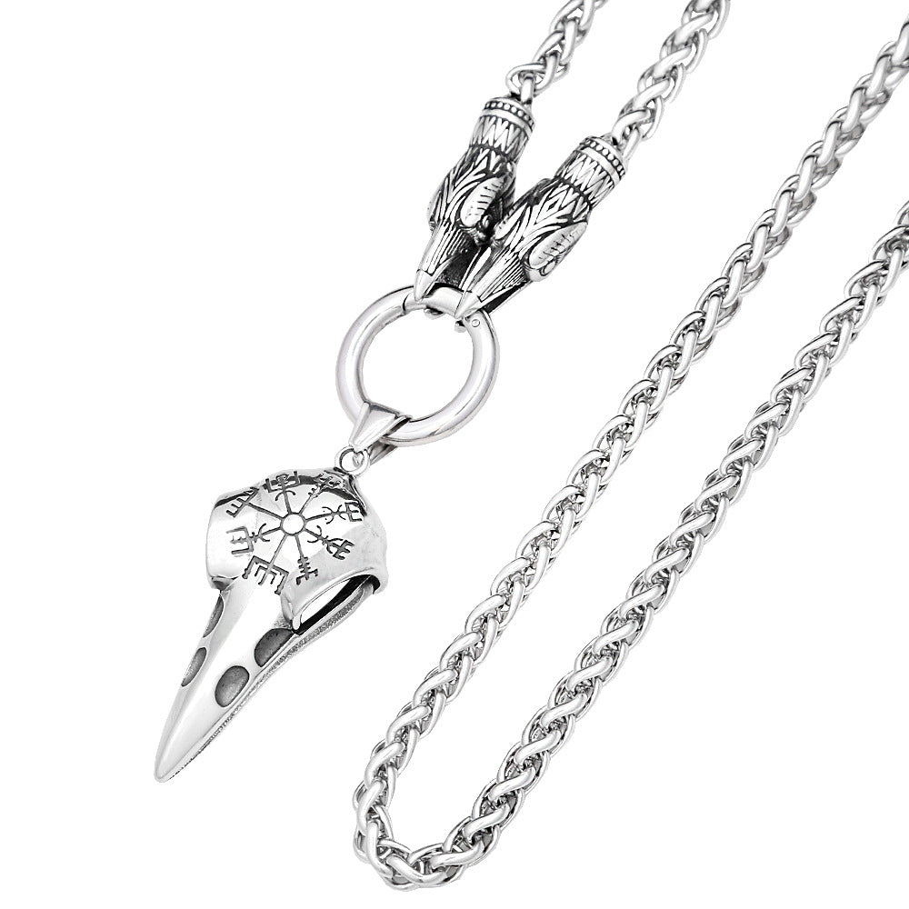 Punk Skull Compass Stainless Steel Pendant Necklace