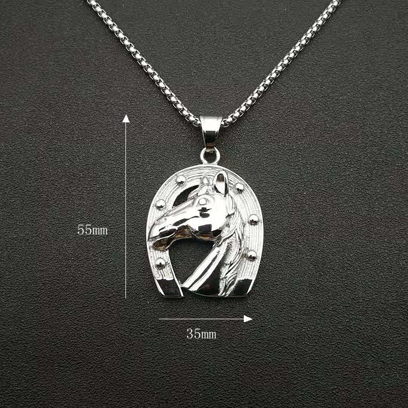 Stainless Steel Necklace - Statement Horse Head Pendant for Hip Hop Style Everyday Wear