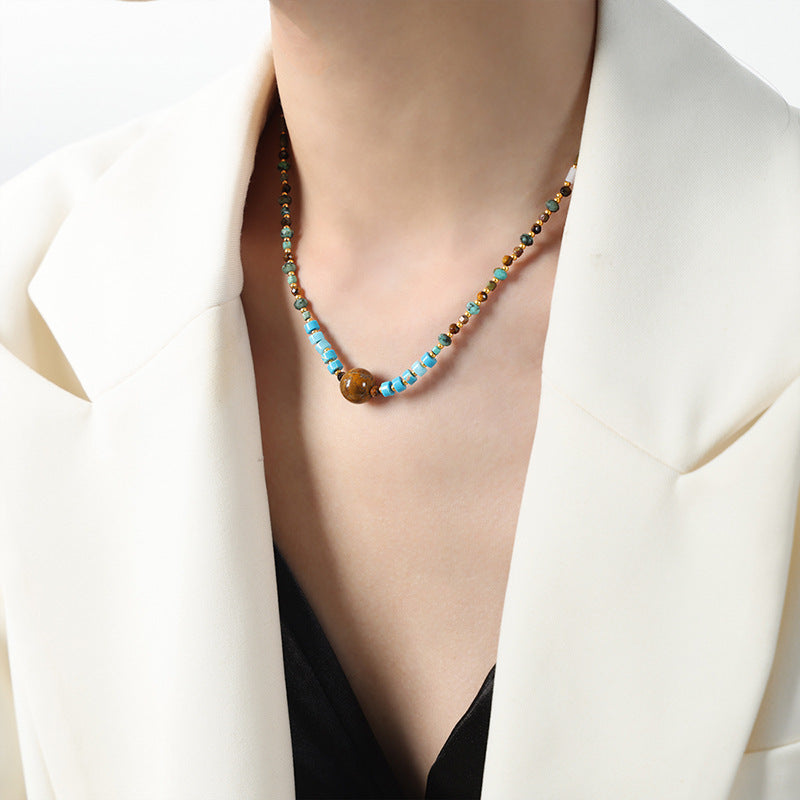 Bohemian Agate Stone Handmade Necklace - Retro High-end European American Jewelry