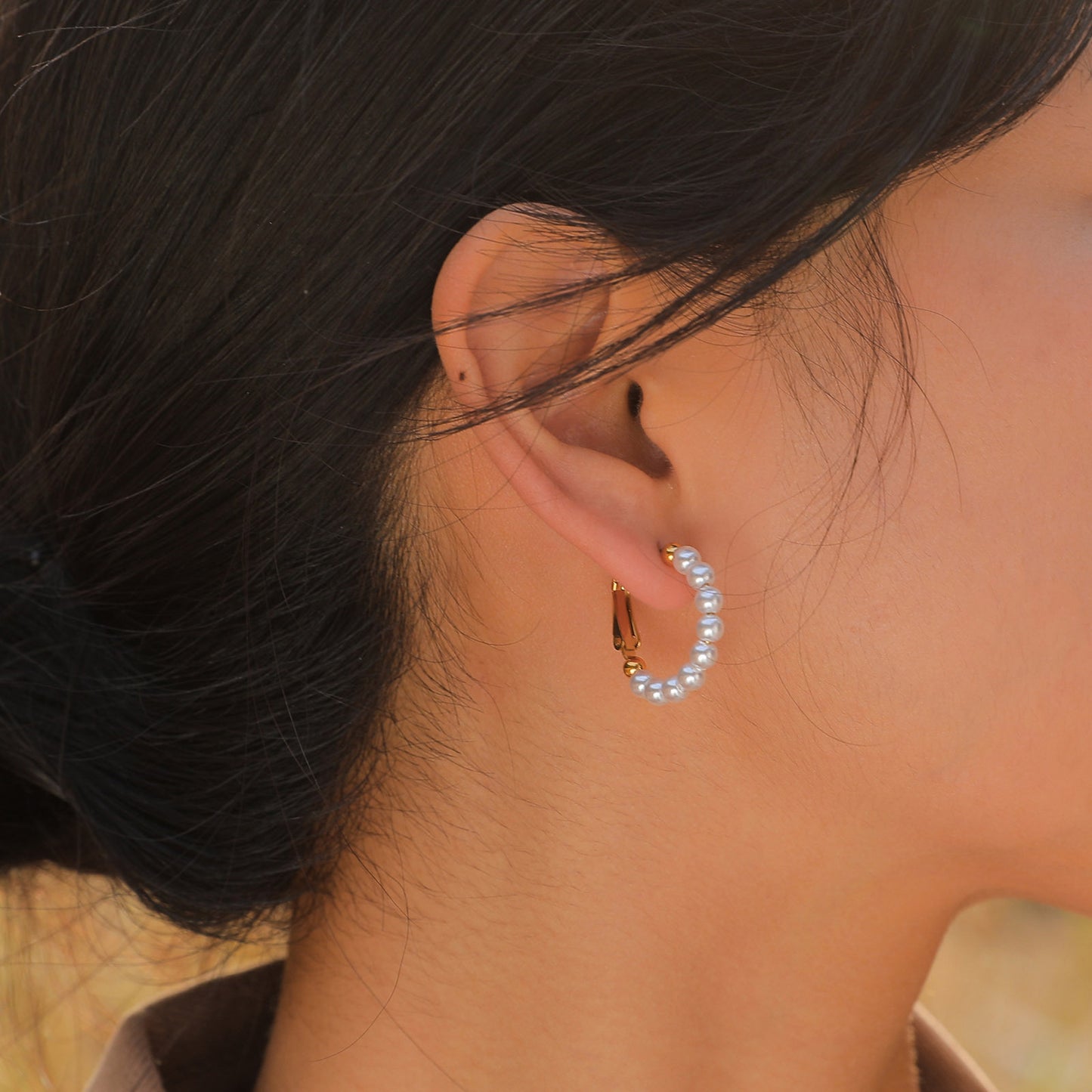 Earrings Stainless Steel Imitation Pearl Earrings Golden Ladies Jewelry Wholesale