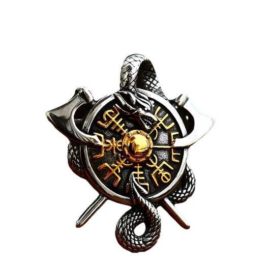 Viking-Inspired Double Axe Titanium Steel Pendant for Men - Wholesale Stainless Steel Jewelry Collection