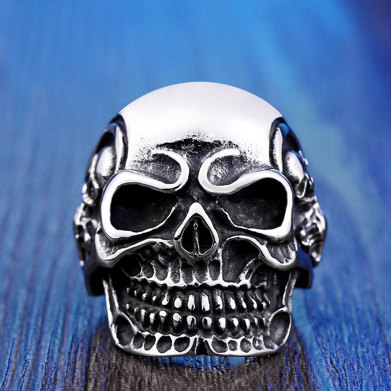 Unique Titanium Steel Skull Ring for Men - Personalized Punk Style Wholesale Jewelry
