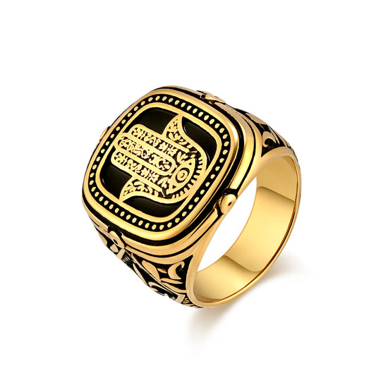 Steel Ring – Vintage Fatima Hand Design For Men Traditional West Asia North Africa Planderful