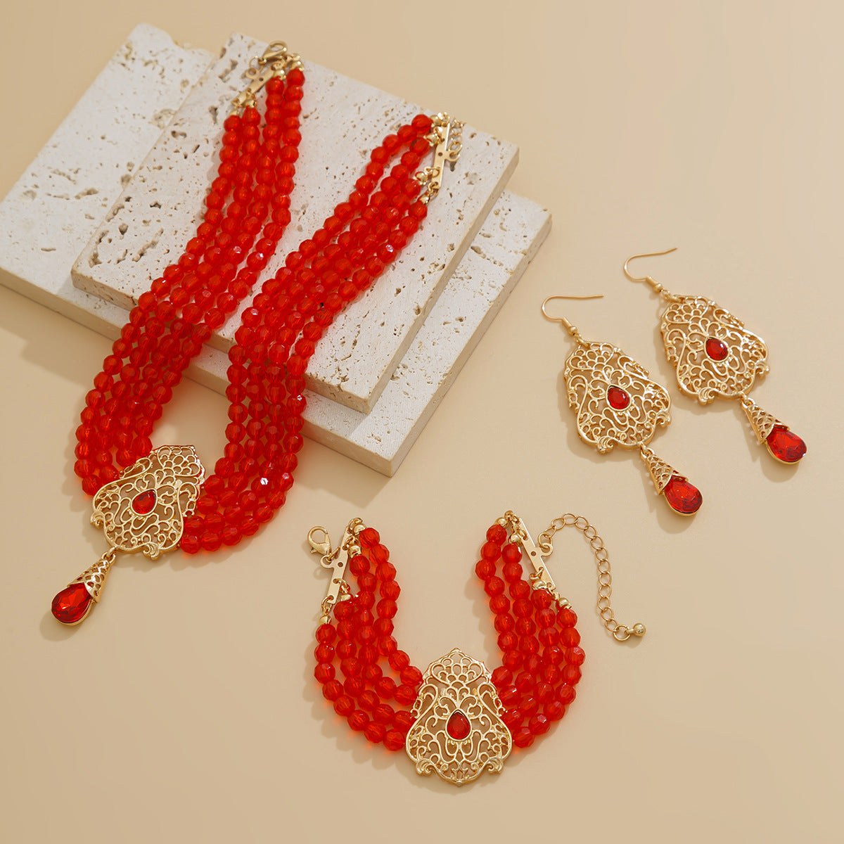 French Crystal Teardrop Jewelry Set